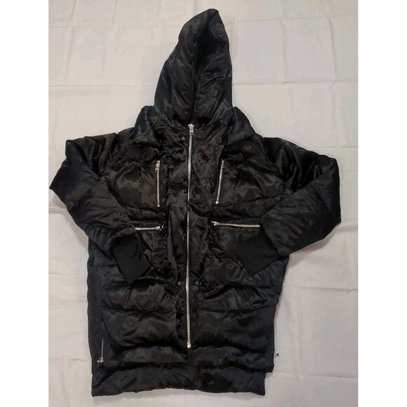 OROLAY Thickened Duck Down Jacket Womens Small Black Puffer Coat w/ Hood $140 - Picture 1 of 9